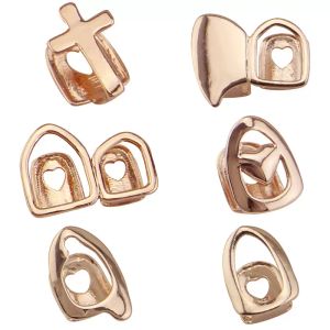 All-Match Gold Grillz Single Hollow Heart Cross Star Mond Tooth Tand Bodem Tanden Grills Hip Hop Fashion Fine Jewelry