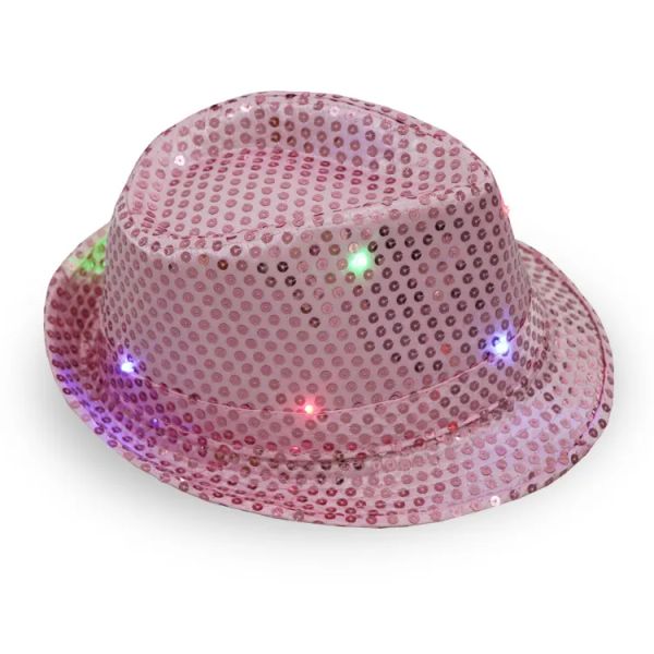 Chapeaux de Jazz assortis avec tout, casquettes Fedora à paillettes, chapeaux fantaisie de fête de danse, lampe unisexe Hip-Hop, casquette lumineuse