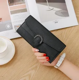All-match Ladies' Purse Women's Long Fashion Multiple Card Slots Three Folding Contrast Color Hasp Clutch Wallet