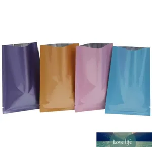 Sacs d'emballage en mylar thermoscellés à dessus ouvert et assortis, sac d'emballage à valve colorée sous vide, sac d'alimentation à fond plat en aluminium 100 pièces 9*13cm