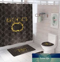 Rideau de douche imprimé assorti, tapis de sol, combinaison de trois pièces, ensemble de tapis de salle de bain, imperméable et résistant à l'humidité