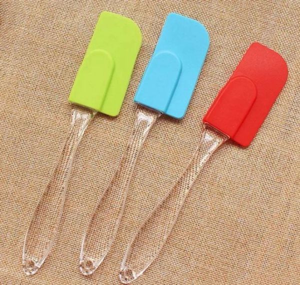 Spatule grattoir à gâteau en Silicone tout-assorti, cuisine Dessert confiture spatule à frottis poignée transparente écologique outil de polissage de cuisson couteau à beurre vente en gros