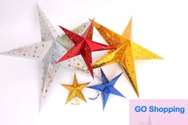 Decoraciones navideñas de Double Láser estereo All-Match Colorido Papel plegable Colino de estrellas de estrellas de estrellas Malesale envío gratis