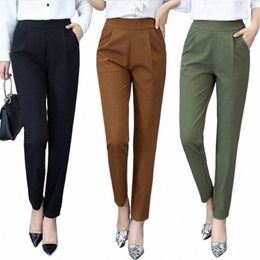 Pantalon extensible tout assorti pour femmes Sarouel classique Pantalon décontracté Busin avec poches Pantalon taille haute Slim H7EF Z3vs #