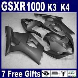 Alle matzwarte kuip kit VOOR suzuki GSXR1000 2003 2004 K3 gloednieuwe body kit GSXR 1000 03 04 gratis voorruit