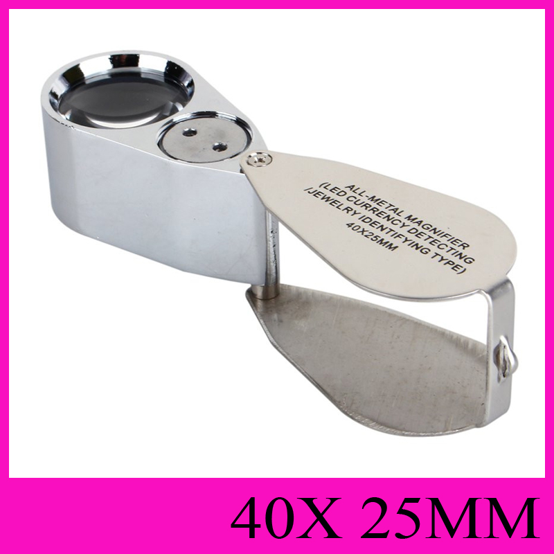 All-metaal microscoop LED-valuta detecteren sieraden vergrootglas die type 40x25 mm juweel Illuminerende loupes draagbare handheld microscopen nr. 9890