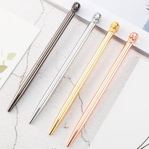 Stylo à bille en forme de crâne tout en métal poignée créative à encre noire pour étudiant luxe bureau papeterie fournitures scolaires cadeau