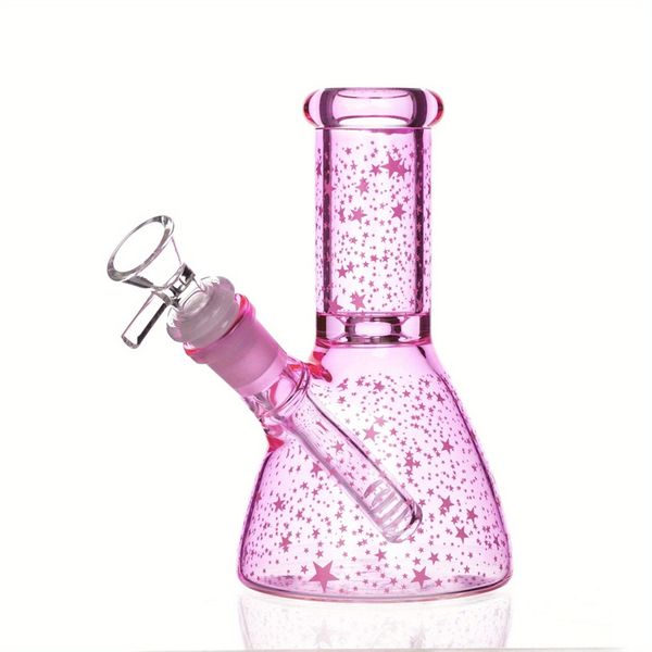 Tous les nouveaux mignons rose épaissis en verre à chaleur Bong Bong à la main rose étoilé rose triangle de narguilé et pipe