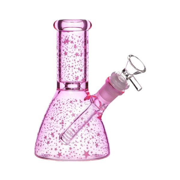 Tous les nouveaux mignons rose épaissis en verre à chaleur Bong Bong à la main rose étoilé rose triangle de narguilé et pipe