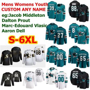 Alle S-6XL-ster San Jose Sharks Hockey Jerseys 4 Brenden Dillon 21 Brandon Davidson 19 Ozzy Wiesblatt 88 Brent Burns Logan Couture Aangepast