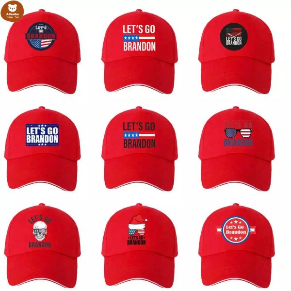 All Season Red Color Let's Go Brandon Ball Caps Sports Casual Visor Baseball Hat Lettres US Flag Stars Stipe Snapback Cadeaux de Noël Anti Biden Trump 2024 591w