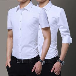 All Seasons Mens Slim Fit non ferronnage Business Dress Shirt Luxury Brand Formal Shirts à manches courtes pour hommes Blouse 240418