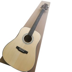 Guitare acoustique folk à doigt noir, tout en bois massif, corps en D, configuration haute