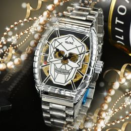 Montre pour hommes tout en acier inoxydable 43 mm grand cadran squelette horloge de luxe datation automatique mouvement mécanique montre-bracelet lumineuse