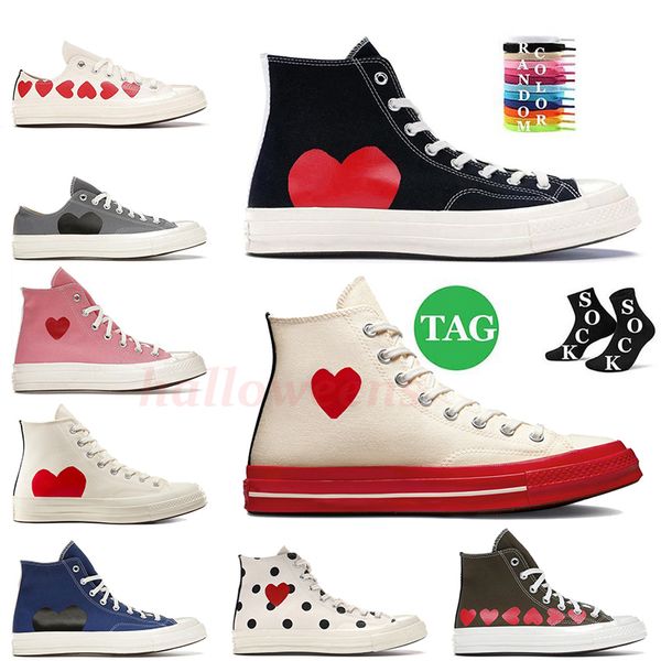 All Stars Designer Chucks Taylors Casual Canvas Chaussures Low 1970s High Multi-Heart Blanc Noir Comme Des Garcons x Classic 70 Vintage Flat Trainers Sports Sneakers