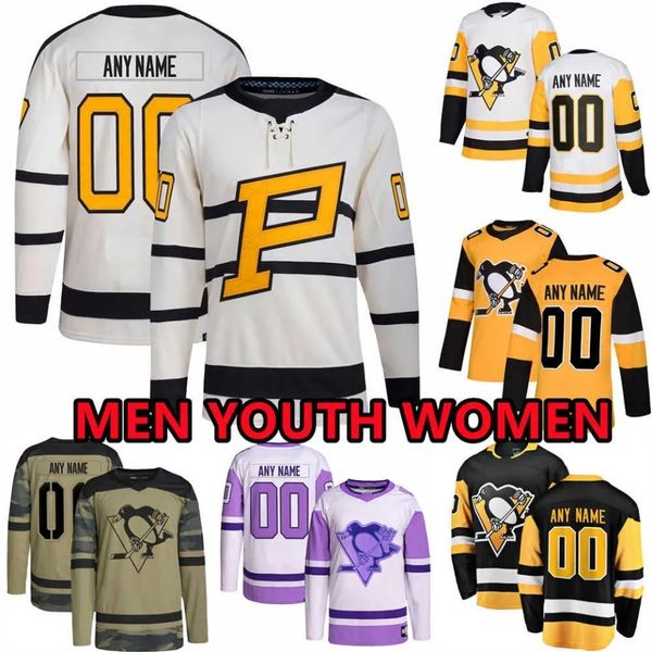 Todas las camisetas de hockey personalizadas cosidas Pittsburgh''pingüinos''mens 59 Heinen 35 Jarry 73 Pierre-olivierjoseph 7 Dmitry Kulikov 26 Petry Marcus Pettersson Poehling