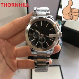 Tous les sous-cadrans fonctionnent de luxe homme Quartz batterie puissances montre 43mm 904L montre en acier inoxydable de haute qualité saphir haut modèle Desig342w