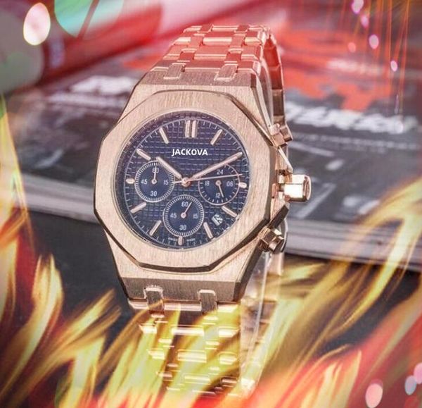 Tous les sous-cadrans fonctionnant à quartz mode mens horloge montres 42mm date automatique hommes robe designer montre en gros cadeaux masculins montre-bracelet top star's choice