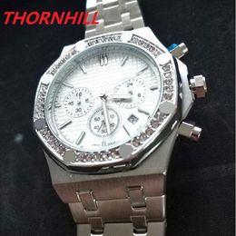 Tous les sous-cadrans fonctionnent montre pour hommes 42mm montres-bracelets en acier inoxydable cadeau de qualité supérieure Reloj de lujo montre-bracelet d'affaires de luxe mode cristal diamants hommes montres