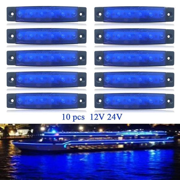 Ruedas todo terreno 10 Uds barco marino impermeable 12V 24V 6 lámpara LED cubierta de cabina luz de cortesía luces de popa azul para velero pequeño