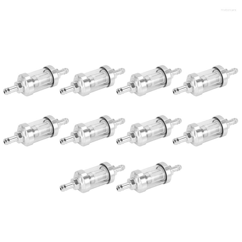 All Terrain Wheels 10X Universal Chrome Glass Fuel Petrol Crude Oil Engine Inline Filter 5/16 Inch 8Mm Silver For Motorcycles