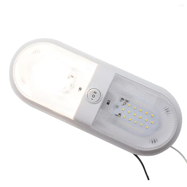 Todoterreno Ruedas 12 24V RV Techo Domo Luz Interior Lámpara Doble Con Interruptor Para Remolque Camper Blanco