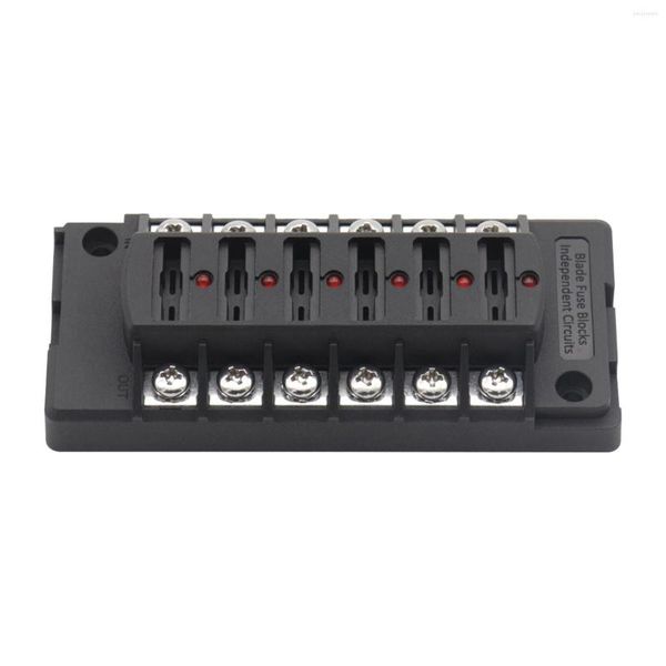 Ruedas para todo terreno 12-32V Soporte de caja de fusibles de 12 vías con luces de advertencia LED para automóviles marinos RV SUV