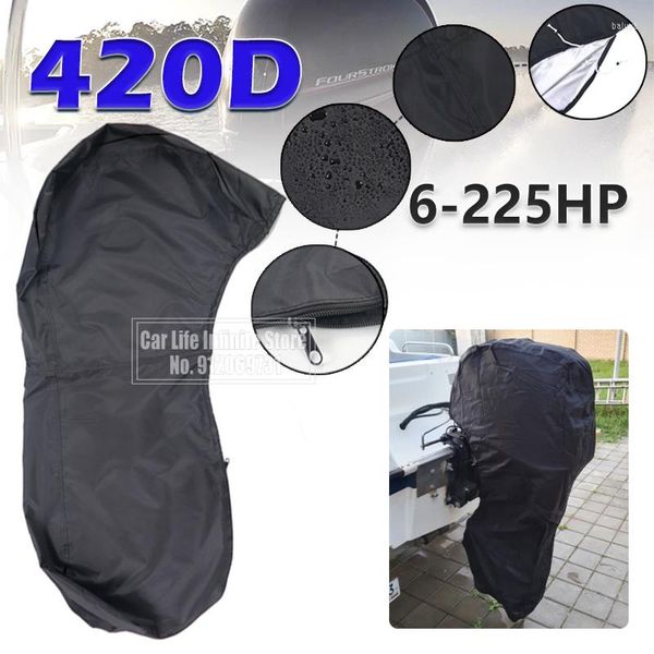 Roues Tout Terrain 6-250HP Moteur Hors-Bord Complet Couverture de Bateau 420D Pare-Soleil Imperméable Anti-rayures Protecteur Robuste Noir