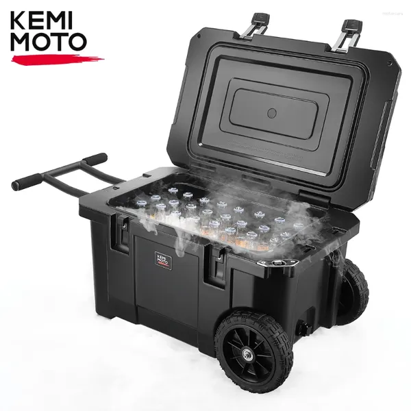 Todas las ruedas de terreno Kemimoto 45 Qt Enfriador portátil con nuestro nevera de viaje de viaje cubo de hielo para acampar Picnic Picnic UTV Atv Boath Truck