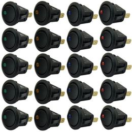 Alle terreinwielen onderdelen Universeel 20 stks/Set 3pins blauw groen geel rode led Dot Light 12v auto Auto Boat Round Rocker aan/uit Toggle Switch