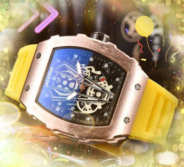 tout le crime montres de ceinture en caoutchouc haut de gamme hommes batterie à quartz super lumineux creux squelette cadran designer européen loisirs aiguille saphir lentille horloge cadeaux