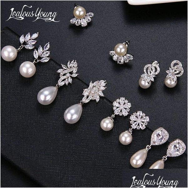 Tous les types de boucles d'oreilles en perles d'imitation de mode avec zircone cubique femmes élégantes boucles d'oreilles de mariage pour mariée Inde bijoux Dro Dhgarden Otgwi