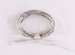 Tous les paillettes de la météo Bracelles Bracelles remplies en silicone en plastique Round bracelets ruban bowknot bracelet Femmes Gift2770620