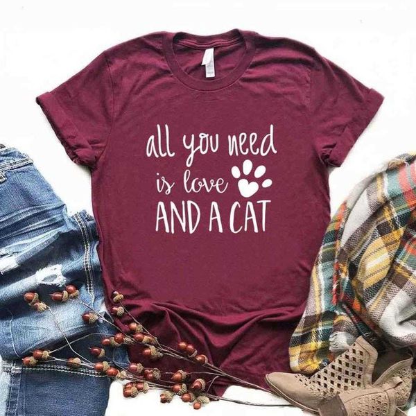 Tout ce dont vous avez besoin est un t-shirt Love Womens T-shirt And A Cat Women T-shirts Casual Funny For