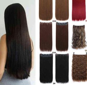 Allaosify 5 Clip in Hair Extension Synthetic Black Brown Fake Hairpieces Clip in haaraccessoires voor vrouwen 2101086933816