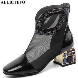 ALLBITEFO, marca de hilo de moda, sandalias de verano para mujer, zapatos de tacón transpirables de alta calidad, fiesta 210611