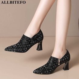 AllBitefo Zilver Natuurlijke Lederen Vrouwen Hoge Hak Schoenen Mode Sexy Party Trouwschoenen Dames Hakken Schoenen Hoge Hakken 210611