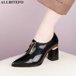 Allbitefo taille 34-41 irisé véritable cuir femmes talons chaussures confortables mode rue marche chaussures de base talons hauts 210611