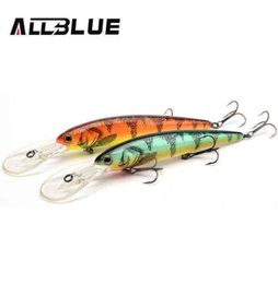 Allblue Deep Walleye Trolling Visserij Lure Wobbler 125mm 19g Floating Crankbait Minnow Bass Pike Aas Diepte 38m Tackle 220110667786512697