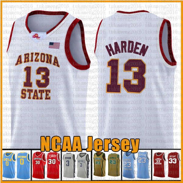 Allen 3 Iverson 13 James NCAA Harden Basketball Jersey Arizona University State Bethel Irish High School Maillots