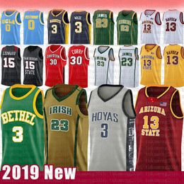 Allen 3 Iverson 23 Lebron 13 James NCAA Harden Basketbal Jersey Georgetown Arizona University State Bethel Irish High School Jerseys Nieuwe 00