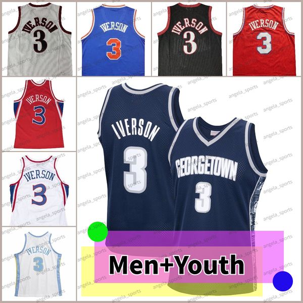 ALLEN IVERSON JEUNCH BASKETBALL JERSEY GEorgetown Hoyas Classic Shirts Mens Kids Maillot Basketball Camiseta de Baloncesto