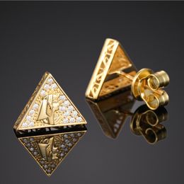 Allergische gratis doorgegeven diamanttest Hoge kwaliteit Designer D Color Moissanite Diamond Triangle oorbellen Studs voor mannen Vrouwen unisex sieraden