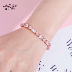 Alliceonyou Nieuwe 6mm breedte Hoge kwaliteit Hip Hop Tennis Chain Large Square Round Round Bracelet Iced Bling CZ Juster voor vrouwencadeau