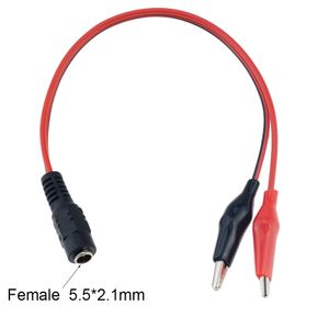 Clip de cocodrilo para el adaptador de conector de alimentación de CC enchufe 25 cm de prueba de prueba de 25 cm cable 5.5*2.1 mm clips cocodrilo femenino