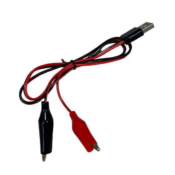 Les clips d'essai d'alligator se serrent à USB Male Connecteur Male Connecteur Alimentation Fil Câble 58 cm Rouge et noir
