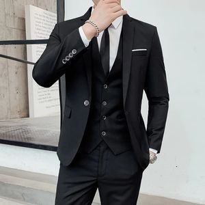 ALLINONE Casual Suit Mens Threepiece Springsummer SlimFit Formal Dress Career Career Groom Man Wedding 240430
