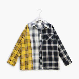 ALLKPOPER KPOP Plaid Shirt Vrouwen Bangtan Jongens SUGA Blouse Korea Mode Plus Size Casual Lente Herfst Splice Shirts T191214