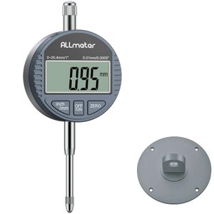 ALLmeter DTI Indicateur à cadran numérique 0,01 mm Indicateur de sonde numérique Plage de jauge de test 0-25,4 mm/1 Outil de jauge d'indicateur électronique 240307