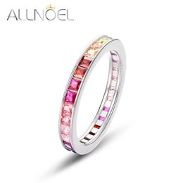 ALLNOEL 925 bagues en argent Sterling pour femmes coloré arc-en-ciel Zircon cercle complet blanc pierres précieuses été à la mode bijoux fins cadeaux 240327